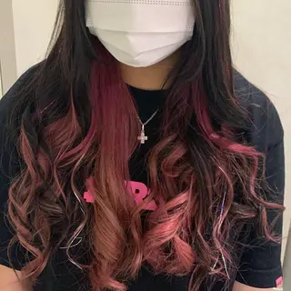 ロング ミユ🎀ヘアメ 🎨デザインカラーのヘアスタイル