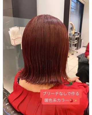 ミディアム YASU🍎CUT 赤系カラー/ヘアケアのヘアスタイル