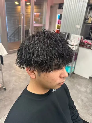 ショート パーマ メンズ 町田/波巻き/ シャドウ/メンズのヘアスタイル