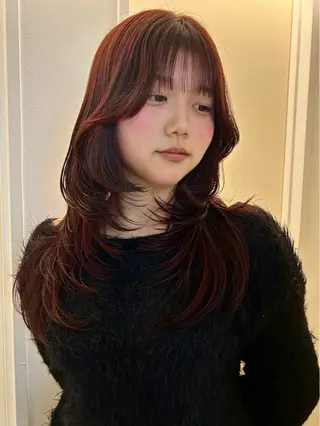 カラー 暖色カラー/ ネイル momo🍀☆*:°のヘアスタイル