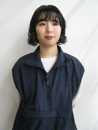 ミディアム ボブカットモデル/パ ーマ/harunaのヘアスタイル