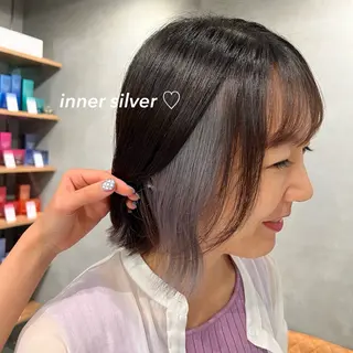 ミディアム カラー インナーカラー🎧♡ ヘアメ🎀くめののヘアスタイル