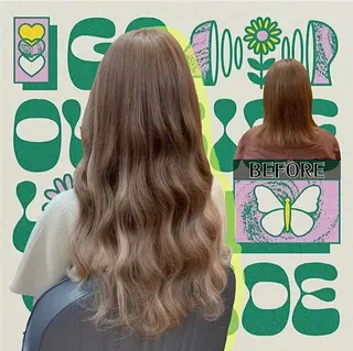 セミロング ❤️‍🔥シールエク ＋カラー京❤️‍🔥のヘアスタイル