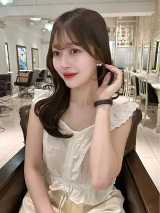 ロング カラー ﾊﾙｶ🎀縮毛矯正 💎韓国風マツエクのヘアスタイル