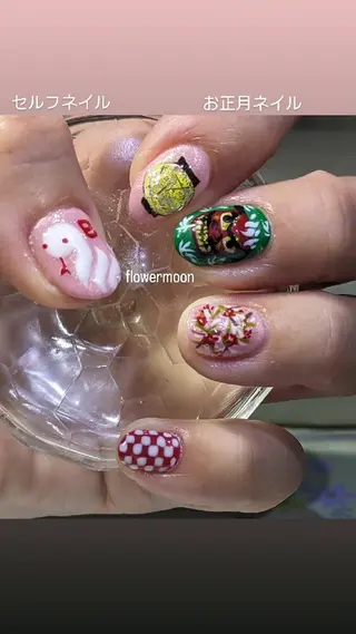 ネイル フラワー ムーンのネイルデザイン