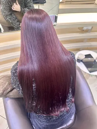 ロング カラー 韓国レイヤー/酸性 ストレート/髪質改善のヘアスタイル