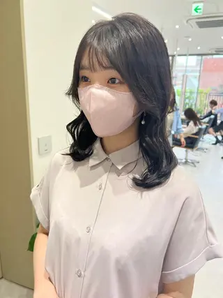 ミディアム 韓国🇰🇷レイヤー 映える顔周り🩷のヘアスタイル