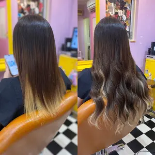 ロング カラー ヘアアレンジ チビ編み込みエクステ シールEXどぅ〜すのヘアスタイル