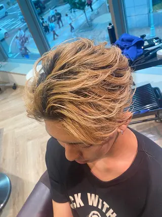 メンズ メンズ特化/フェザー /毛流れ/伊勢元のヘアスタイル