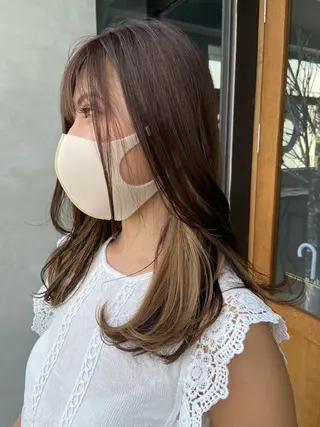 ミディアム 岡崎/髪質改善/ ハイトーン/鈴木進のヘアスタイル