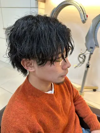 セミロング パーマ 海外風パーマ 健人のヘアスタイル