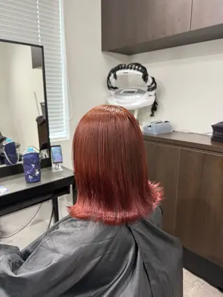 ミディアム カラー ヘアアレンジ 💗暖色特化ピンク/ 赤髪💗HARUNAのヘアスタイル