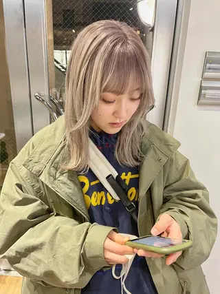 ミディアム ハイトーンNo.1✨ パーマ✨イマイタツヤのヘアスタイル