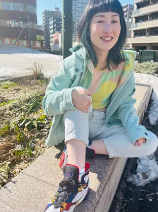 ミディアム カラー ママ美容師 ＊ヒマワリのヘアスタイル