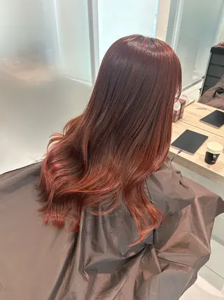 ロング カラー オリーブ/アッシュ やわらか透明感カラーのヘアスタイル