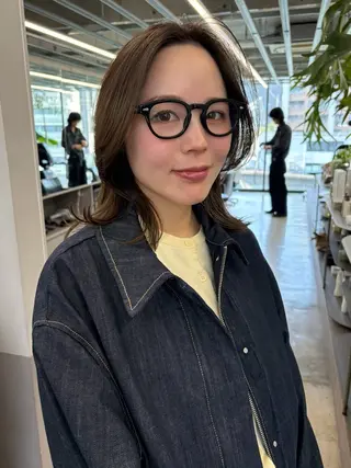 ミディアム カラー 似合わせカット レイヤーボブウルフのヘアスタイル