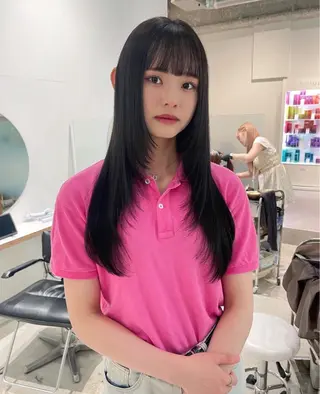 ロング カラー 🎀優姫 🎀 韓国レイヤーのヘアスタイル