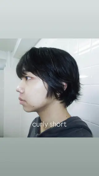 ショート パーマ メンズ タマキ/似合わせ カット/Wカラーのヘアスタイル