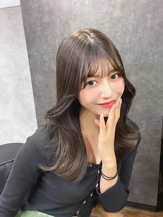 セミロング カラー パーマ ヘアアレンジ メンズ キッズ ネイル マツエク・マツパ アイブロウ レイヤー/顔周り 韓国ヘア森田和貴のヘアスタイル