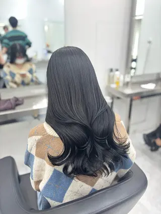 ロング カラー 韓国風暗髪ヘア🤍 🫧MIREIのヘアスタイル