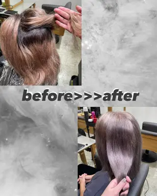 ミディアム カラー 白柳 百華のヘアスタイル