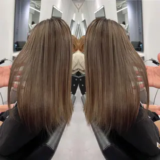 セミロング カラー R/🤎 パーマ&ブリーチ🔥のヘアスタイル