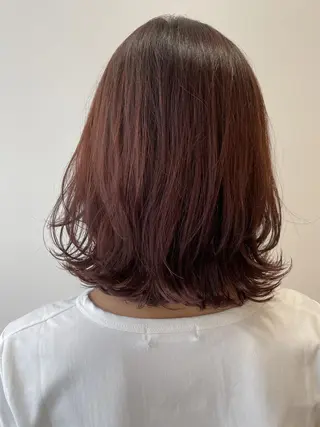 カラー ミディアム ボブ🍊暖色カラー 浅草【Bob美容師】のヘアスタイル