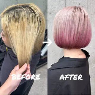カラー 立川ハイトーンピンク 宮崎のヘアスタイル