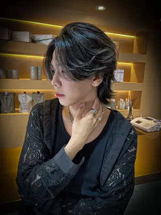 ミディアム カラー パーマ ヘアアレンジ メンズ 🏆ハッシュカット× 髪質改善🏆カイトのヘアスタイル