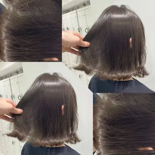 セミロング カラー ヘアアレンジ 韓国風ベージュ🤎 赤みなし🌿横浜🤎のヘアスタイル