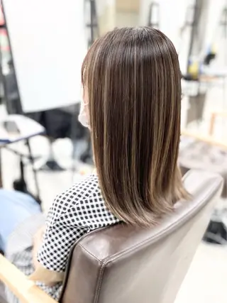 ロング カラー ハイライト&曲がる 縮毛矯正特化 玉置のヘアスタイル