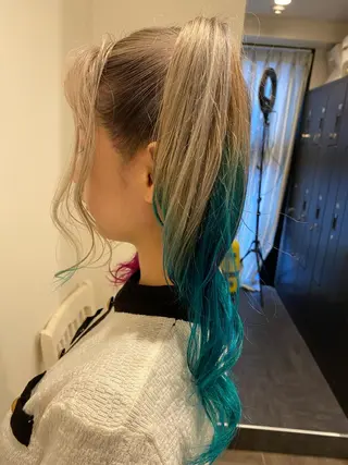 ロング カラー ハイライト/ブリーチ バレイヤージュ関佳祐のヘアスタイル