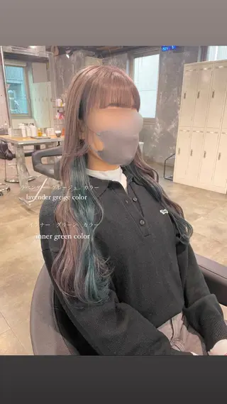 ロング カラー パーマ ヘアアレンジ メンズ キッズ ネイル マツエク・マツパ アイブロウ 透明感カラー・レイヤ ー🎀amika🎀のヘアスタイル