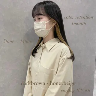 セミロング カラー はちすか るかのヘアスタイル