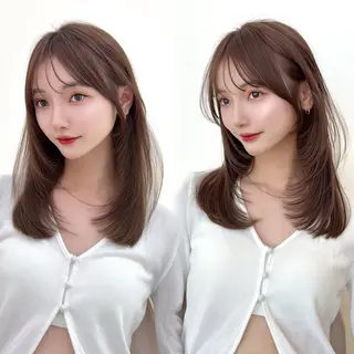 ミディアム レイヤーカット/ 顔まわり/アオイのヘアスタイル