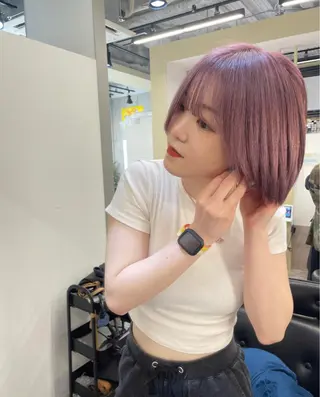 ショート カラー まいか🤎髪質改善 ミルクティーボブ🎀のヘアスタイル