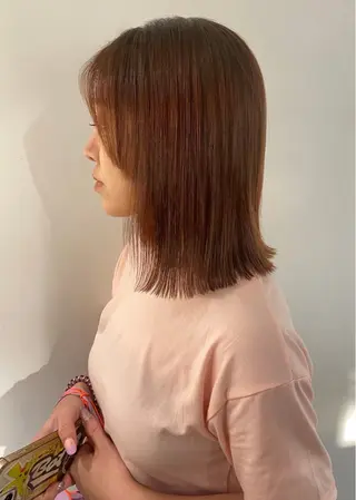 ミディアム カラー LOuNICA銀座所属・透明感カラー/ カット/安田　伍輝のヘアスタイル