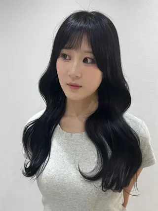 ロング 韓国ヘア/艶髪ロング グレージュ/kanaのヘアスタイル