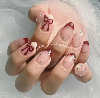 ネイル Shineジェル& チップ長さだしのネイルデザイン