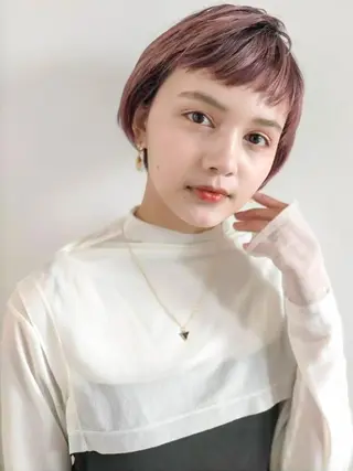 ショート カラー パーマ ヘアアレンジ cecil hair 難波店所属・髪質改善透明感カラー /SHOGO☀️のヘアスタイル