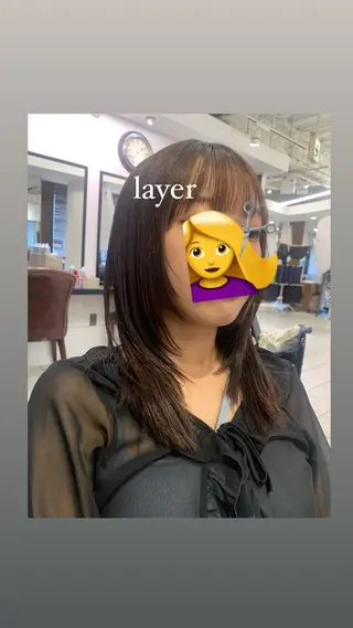 ミディアム レイヤー/ナチュラル 特化西宮北口/みなみのヘアスタイル