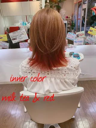 ミディアム カラー GLAD 萩原のヘアスタイル