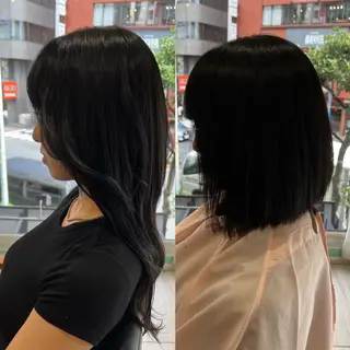 ミディアム カラー ブリーチしない暖色 カラー🥀杉 優菜のヘアスタイル