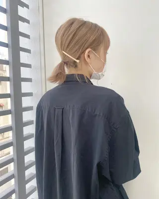 ミディアム カラー 韓国ヘア顔周りカット 艶髪ベージュtamaのヘアスタイル