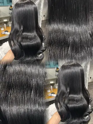 セミロング カラー パーマ ヘアアレンジ メンズ キッズ 🦋透明感グレージュ /韓国レイヤー🦋のヘアスタイル