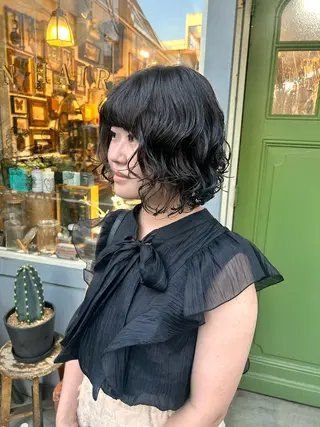 ショート パーマ 清水千優/パーマ/透 明感カラー/メンズのヘアスタイル