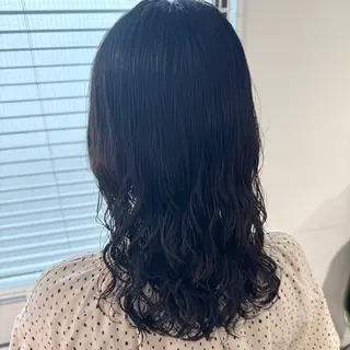 セミロング パーマ 縮毛矯正/暗めカラー AYANO 💗🪽のヘアスタイル