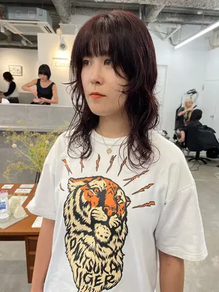ミディアム カラー パーマ レイヤーパーマ、ボブ 小須田ゆあのヘアスタイル
