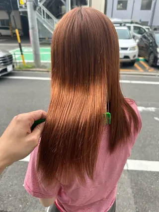 セミロング カラー 透明感/ブリーチ縮毛 /髪質改善/星野純一のヘアスタイル