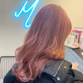 セミロング カラー パーマ ヘアアレンジ メンズ キッズ 艶ピンク*ヘアセット 🌙shioriのヘアスタイル